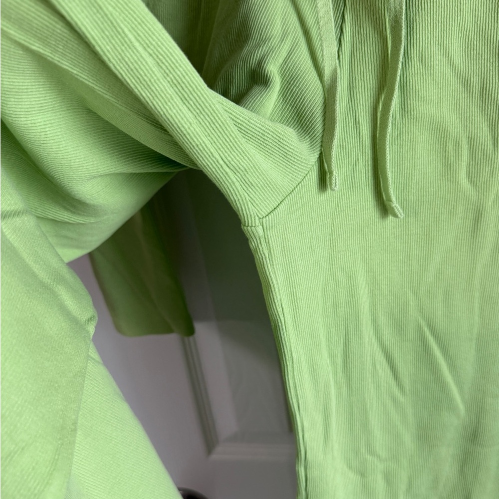 ZARA Matching Set Green Pants and Front Button Cardigan Long Sleeve Top Ribbed S - Picture 4 of 8